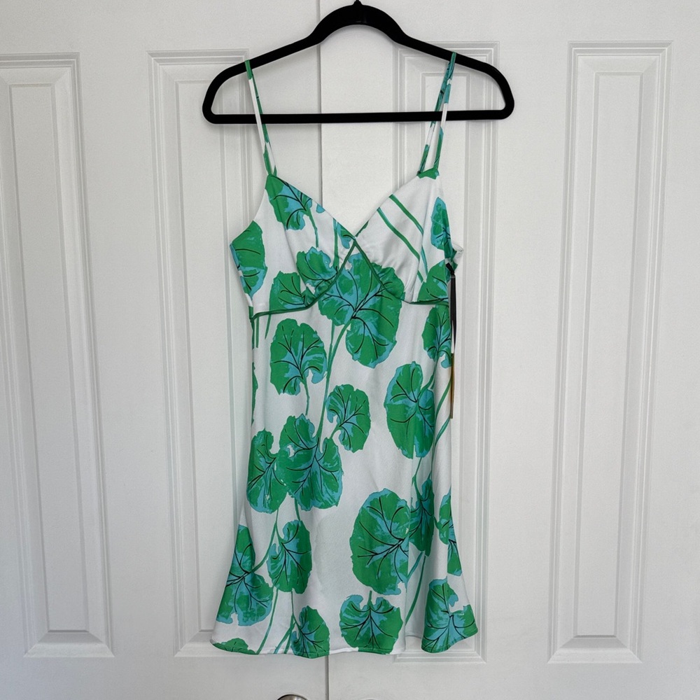 Diane Von Furstenberg White and Green Floral Dress